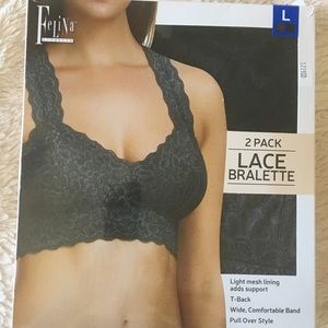 NEW! Felina 2-pack lace bralettes. Size Large L